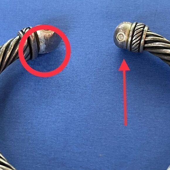 VTG Rhinestone Inlay Silver Tone Twist Cable Cuff - Picture 15 of 16